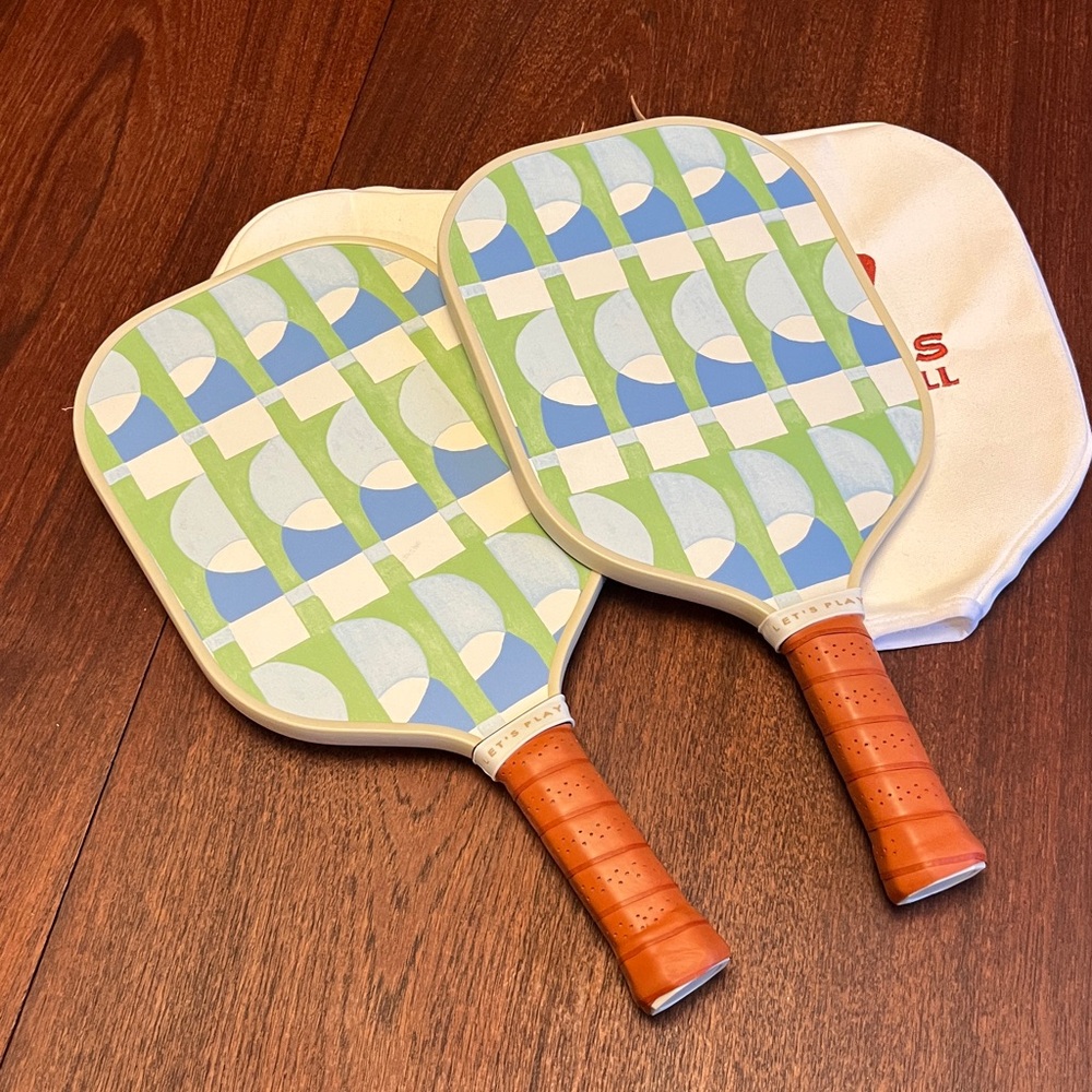 Recess x J.McLaughlin Pickleball Paddles with Covers - geometric pattern